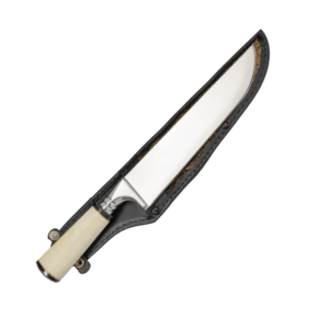 Faca Inox Cabo Osso Luxo com Bainha Couro