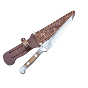 Faca Inox Cozinha 6" Fina com Bainha Couro