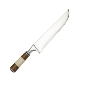 Faca Inox Cabo Osso/Madeira/Metal com Bainha Couro